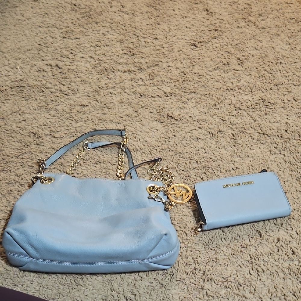 Michael Kors Sky Blue Shoulder Bag Set